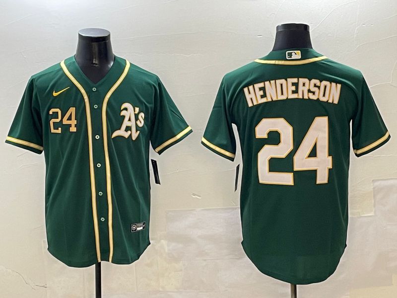 Men Oakland Athletics #24 Henderson Green Game 2025 Nike MLB Jersey style 8